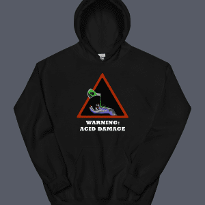 Warning Acid Damage Black Hoodie