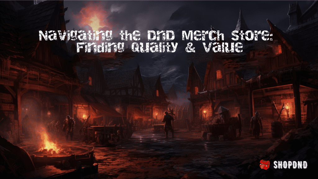 Adventurers in armor roam a medieval village lit by torches. The scene evokes a classic DND setting with rich details.