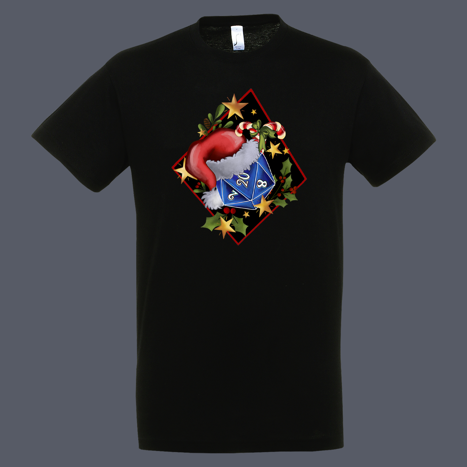 D20 Xmas Tshirt Black